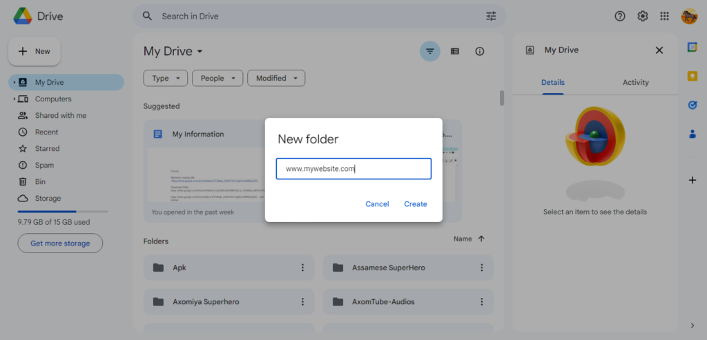 Create a New Folder on Google Drive