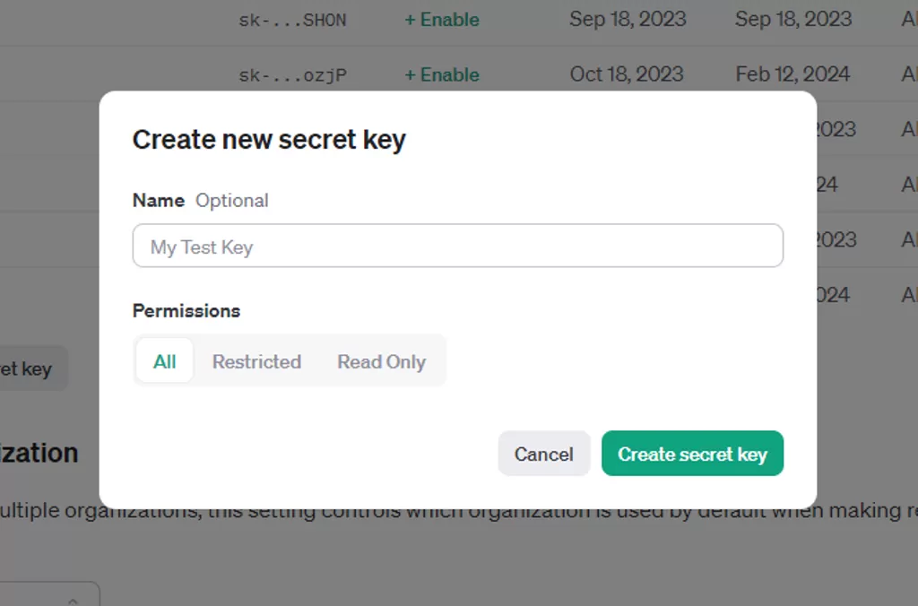 Register OpenAI API key